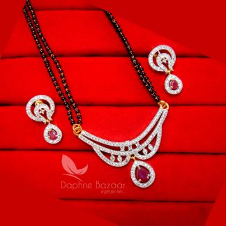 S39, Daphne Designer Pink Zircon Studded Mangalsutra for Women