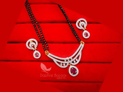 S39, Daphne Designer Pink Zircon Studded Mangalsutra for Women