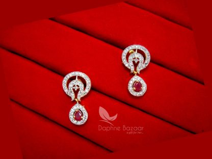 S39, Daphne Designer Pink Zircon Studded Mangalsutra for Women - EARRINGS