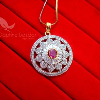 Z16, Daphne Party Wear Pink Zircon Pendant Earrings - PENDANT