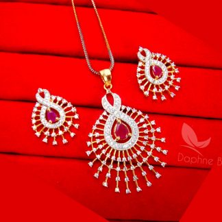 Z17 Daphne Designer Pink Zircon Pendant Set for Gift