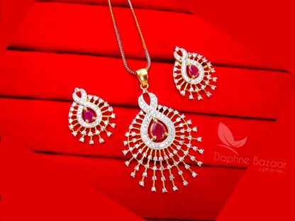 Z17 Daphne Designer Pink Zircon Pendant Set for Gift