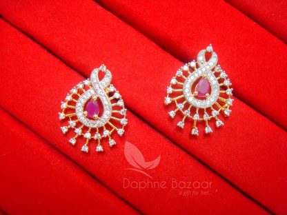 Z17 Daphne Designer Pink Zircon Pendant Set for Gift - EARRINGS