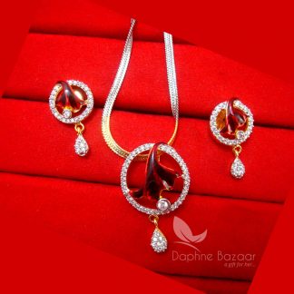 Z20, Daphne Zircon Studded Meenakari Designer Pendant Set, Rakhi Gift