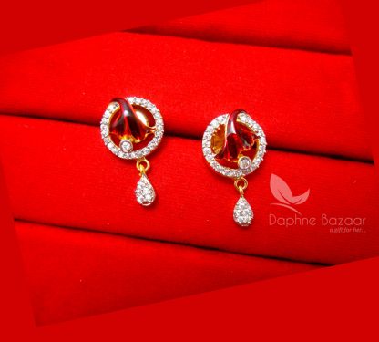 Z20, Daphne Zircon Studded Meenakari Designer Pendant Set, Rakhi Gift - EARRINGS