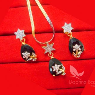 Z22, Daphne Black Zircon Pendant Set for Cute Rakhi Gift