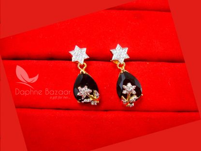Z22, Daphne Black Zircon Pendant Set for Cute Rakhi Gift - EARRINGS