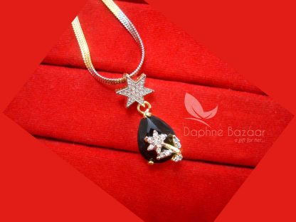 Z22, Daphne Black Zircon Pendant Set for Cute Rakhi Gift - PENDANT