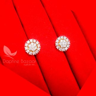 E32, Daphne Premium AD Zircon Small Round Earrings for Women