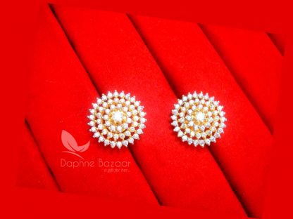E33, Daphne Premium AD Zircon Round Earrings for Women