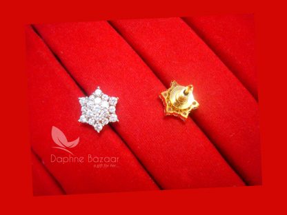 E34, Daphne Premium AD Zircon Small Star Earrings for Women - BACK VIEW