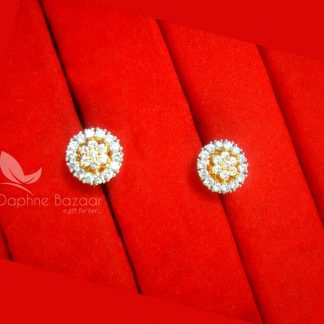 E35, Daphne Premium AD Zircon Small Round Earrings for Women