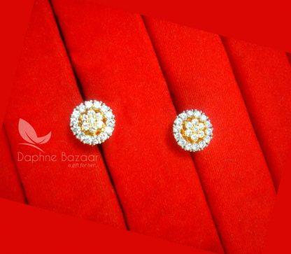 E35, Daphne Premium AD Zircon Small Round Earrings for Women