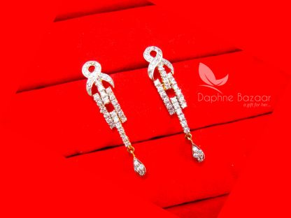 PE17, Daphne Designer Long Look Zircon Pendant Earrings