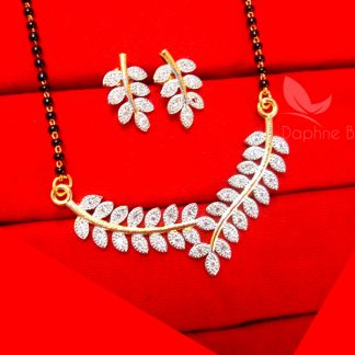 S43, Daphne Zircon Leaf Sleek Art Mangalsutra set for Women