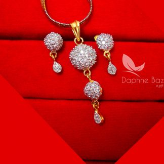 Z33, Daphne Designer Zircon Sleek Pendant Earrings