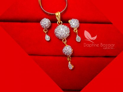 Z33, Daphne Designer Zircon Sleek Pendant Earrings