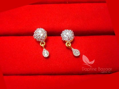 Z33, Daphne Designer Zircon Sleek Pendant Earrings