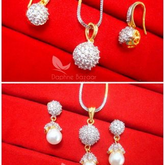 CAD9197, Daphne Designer Zircon Pendant Earrings Set Combo