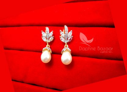 E58, Zircon studded Pearls Hangings Earrings for Girls