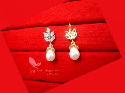 E58, Zircon studded Pearls Hangings Earrings for Girls
