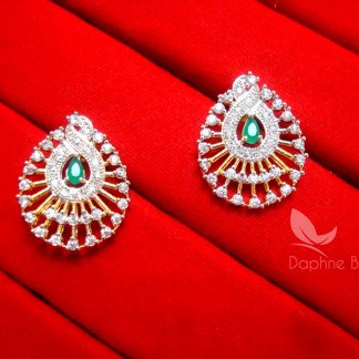 Z34, Daphne Designer Green Zircon Pendant and Earrings