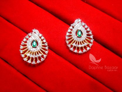 Z34, Daphne Designer Green Zircon Pendant and Earrings