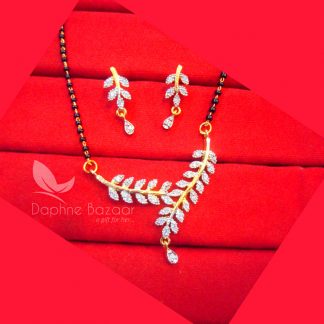 S481, Daphne Zircon Leaf Sleek Art Mangalsutra set for Women