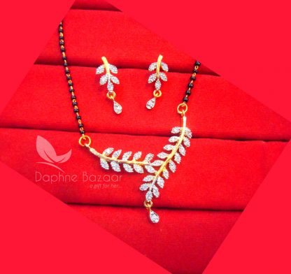 S481, Daphne Zircon Leaf Sleek Art Mangalsutra set for Women