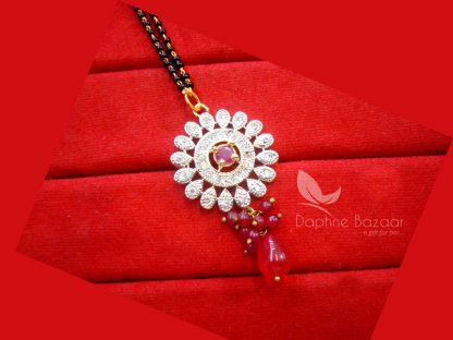 AD23MG, Daphne Pink Zircon Maang Tikka with Pearls