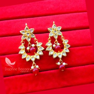 KE20, Daphne Handmade Maroon Droplet Kundan Earrings