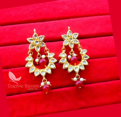 KE20, Daphne Handmade Maroon Droplet Kundan Earrings