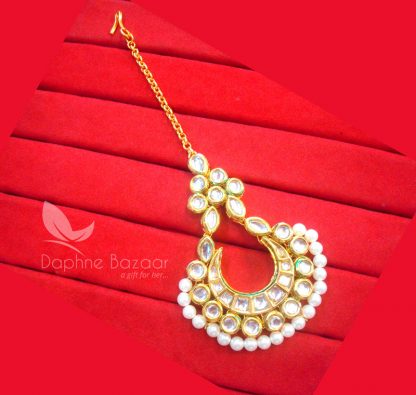 MAG23, Daphne Traditional Kundan Carving Maang Tikka with Pearls