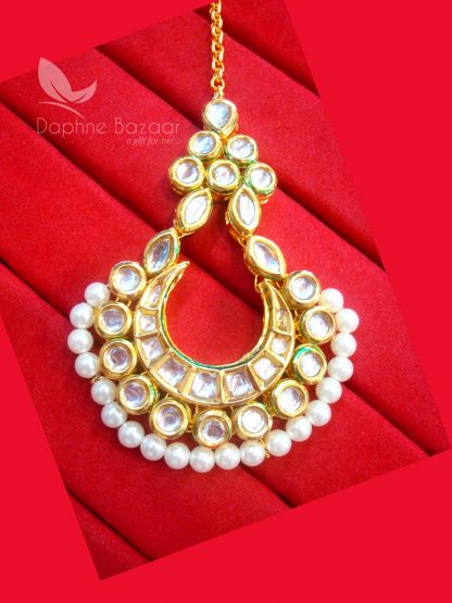 MAG23, Daphne Traditional Kundan Carving Maang Tikka with Pearls