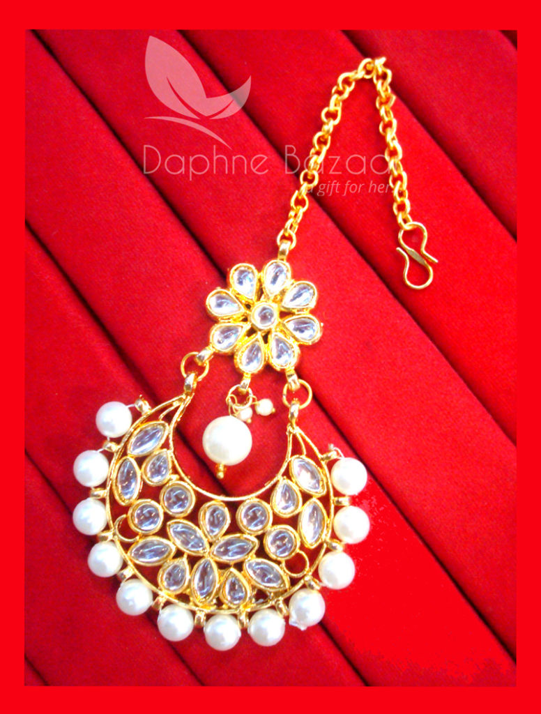 MAG24, Daphne Traditional Kundan Carving Maang Tikka with Pearls