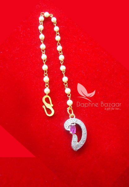 MAG26, Daphne Zircon Carving Maang Tikka with Pearls for Women