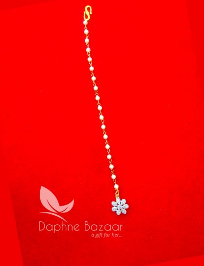 MAG29, Daphne Zircon Carving Maang Tikka with Pearls for Women