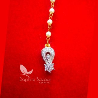 MAG30, Daphne Zircon Carving Maang Tikka with Pearls for Women
