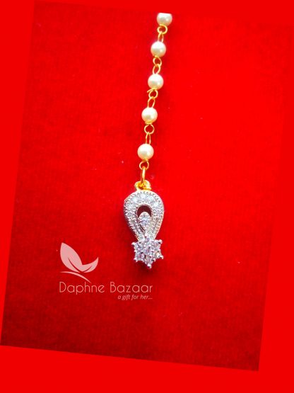 MAG30, Daphne Zircon Carving Maang Tikka with Pearls for Women