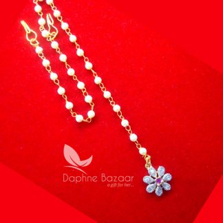 MAG32, Daphne Zircon Carving Maang Tikka with Pearls for Women