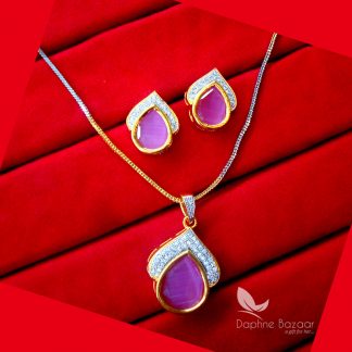 PE21, Daphne Pink Zircon Studded Pendant Earrings for Women