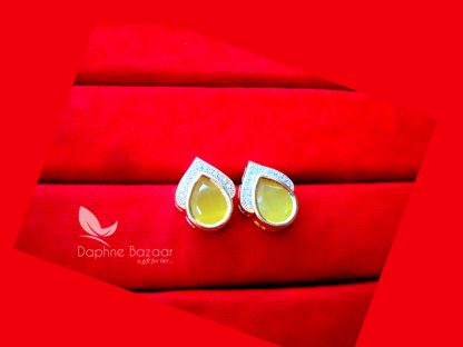 PE22, Daphne Yellow Zircon Studded Earrings for Women