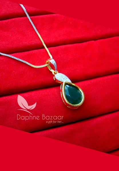 PE23, Daphne Green Zircon Studded Pendant for Women