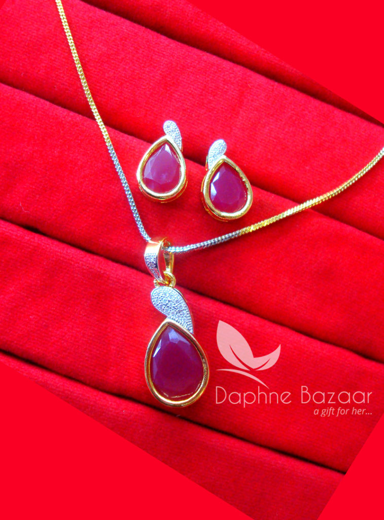 PE26, Daphne Pink Zircon Studded Pendant Earrings for Women
