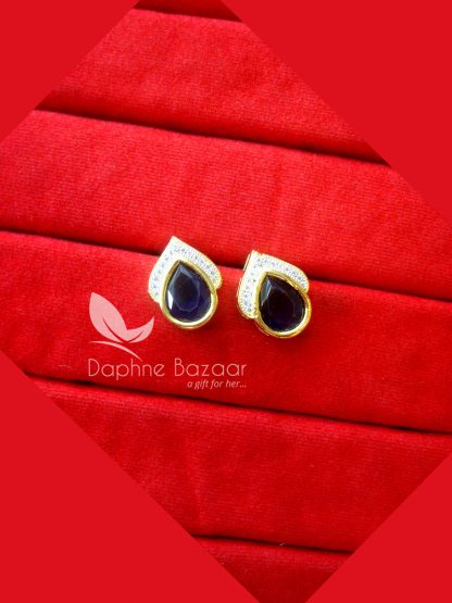 PE27, Daphne Prussion Blue Zircon Studded Earrings for Women