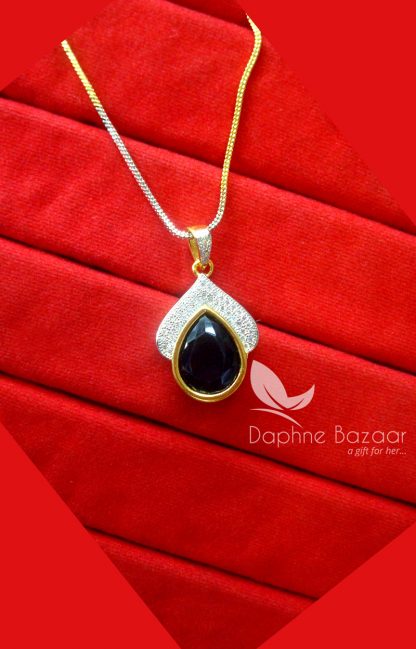 PE27, Daphne Prussion Blue Zircon Studded Pendant for Women