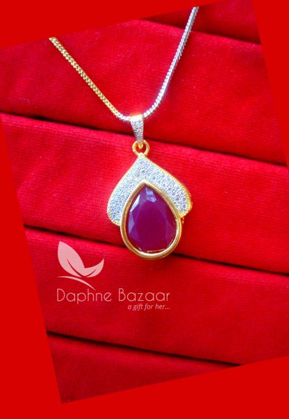 PE29, Daphne Deep Pink Zircon Studded Pendant for Women