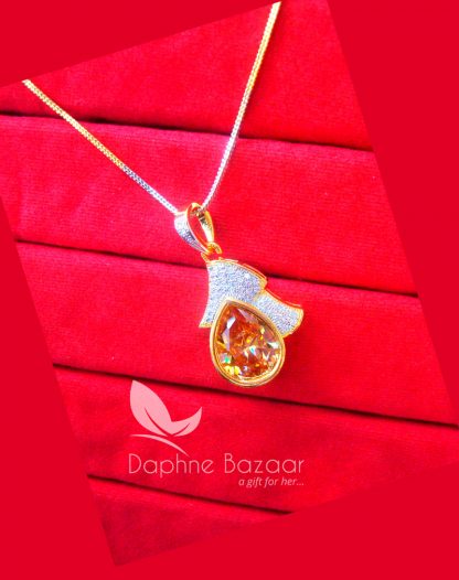 PE31, Daphne Amber Zircon Studded Pendant for Women