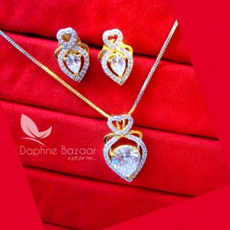 PE34, Daphne Zircon Studded Pendant Earrings for Women