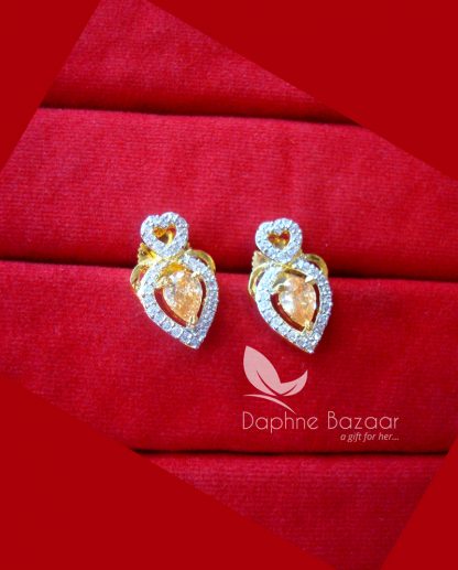 PE36, Daphne Amber Zircon Studded Earrings for Women
